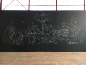 Réalisation de la fresque aux ateliers du TNS